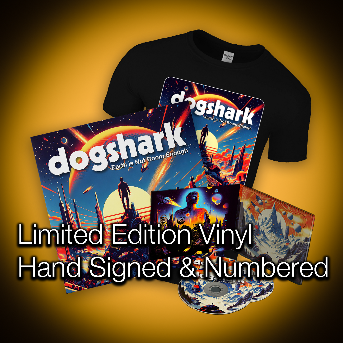 Dogshark Earth is Not Room Enough ULTRA MEGA Package - T-Shirt + CD Digipack + LIMITED EDITION Vinyl + BONUS Digital Download